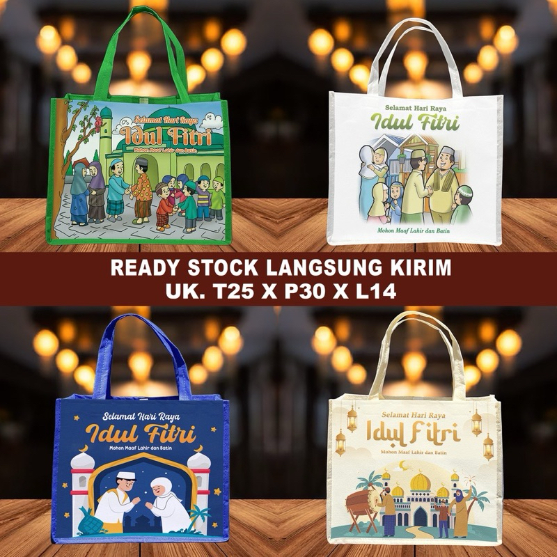 

ToserbaZhag Harga Satuan Goodie Bag Handle Idul Fitri uk 25x30x14 / Spunbond Lebaran / Tas Idul Fitri New Design