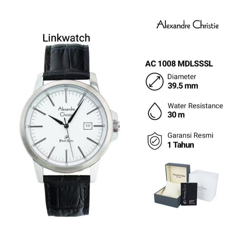Alexander Christie AC 1008 MDLSSSL Primo steel  Jam Tangan Pria Kulit Original Garansi Resmi
