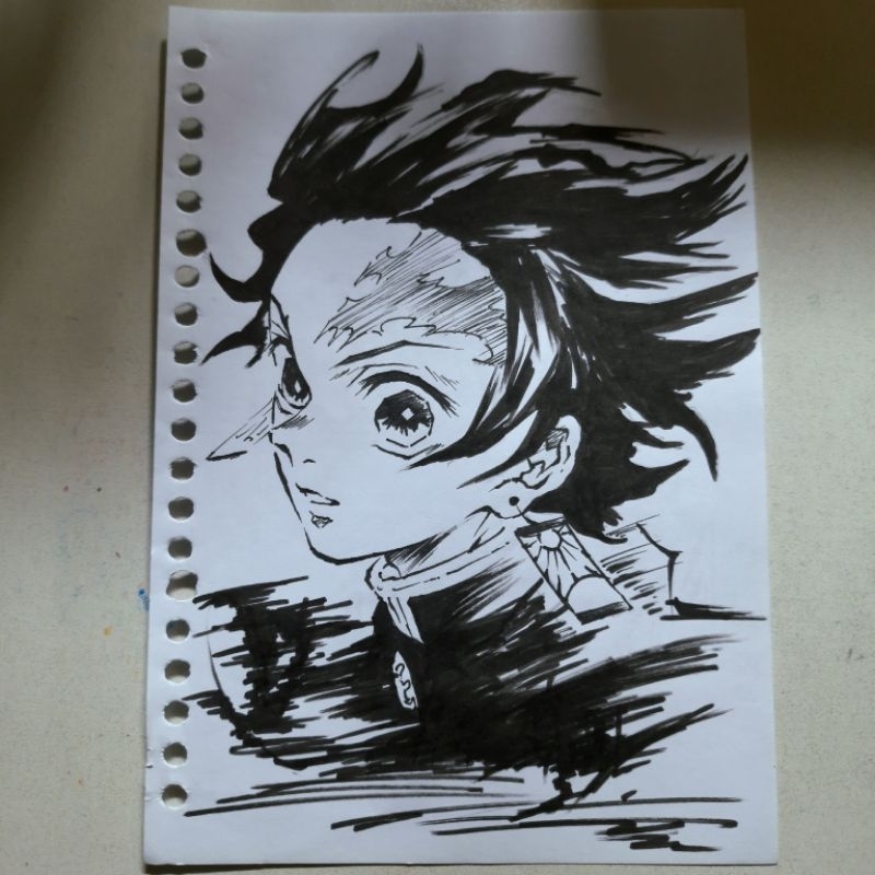 

sketsa arsir tanjiro demon slayer A5