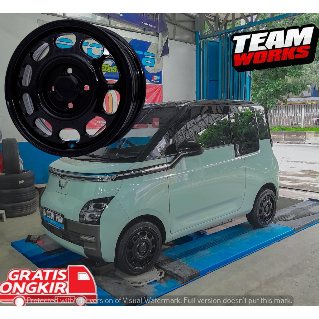 VELG MOBIL RACING PROMO HSR KLG13 R14 LEBAR 5,5 PCD 4X114,3 GLOSSY BLACK UNTUK WULING AIR-EV KARIMUN