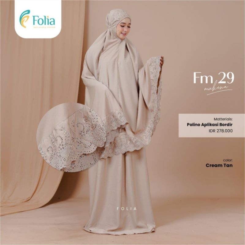 Folia Mukena Dewasa FM 29 Cream Tan/Mukena Dewasa/Mukena Polos/Mukena Setelan Atas Bawah/Mukena Terb