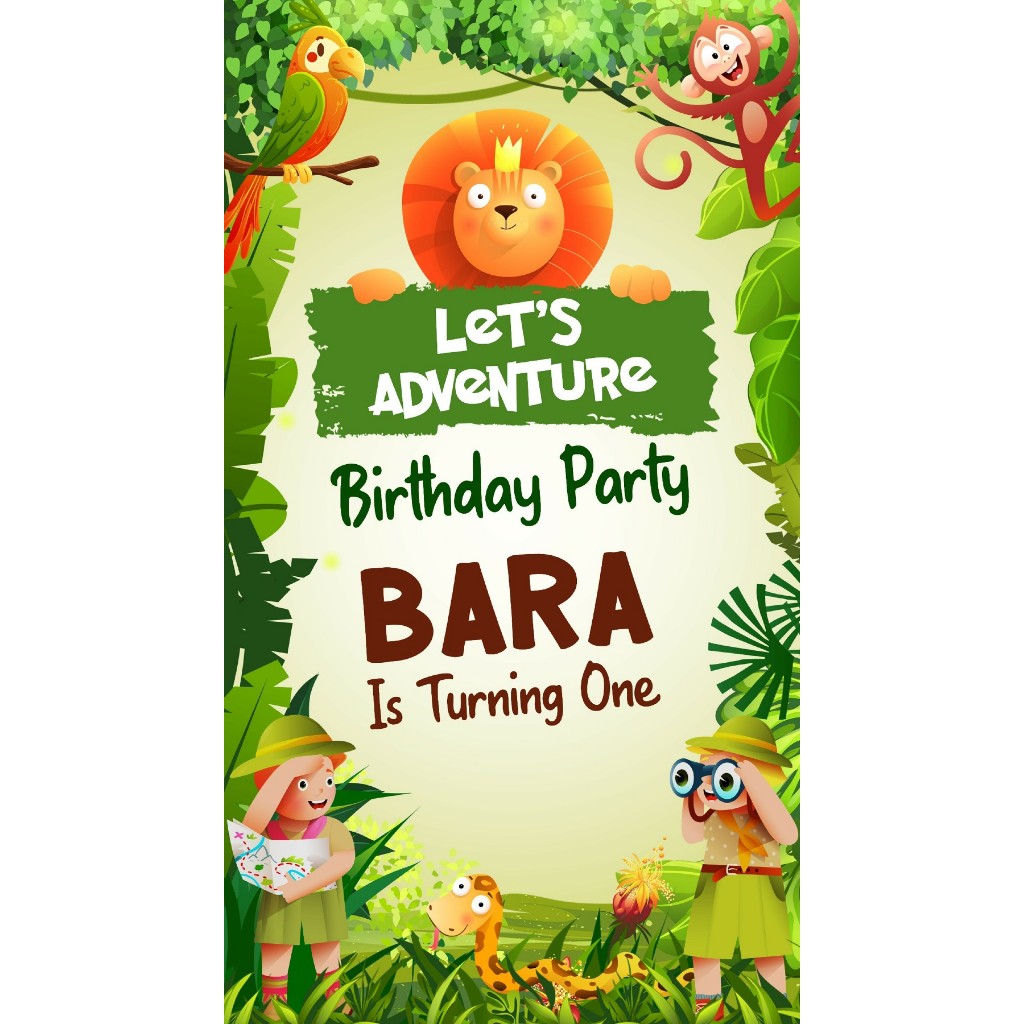 UNDANGAN DIGITAL ULANG TAHUN ANAK HEWAN, ANIMAL, KEBUH BINATANG, ZOO, SAFARI VIDEO/JPG KODE 8