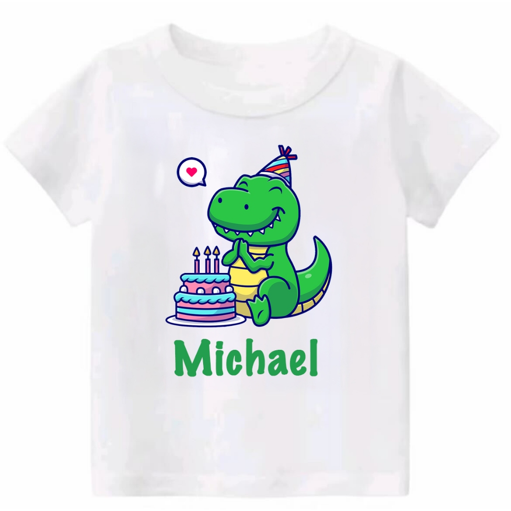 Kaos Couple/Keluarga - ULTAH CUSTOM BIRTHDAY DINO 01  - T-Shirt S/M/L/XL/XXL BIG SIZE Jumbo