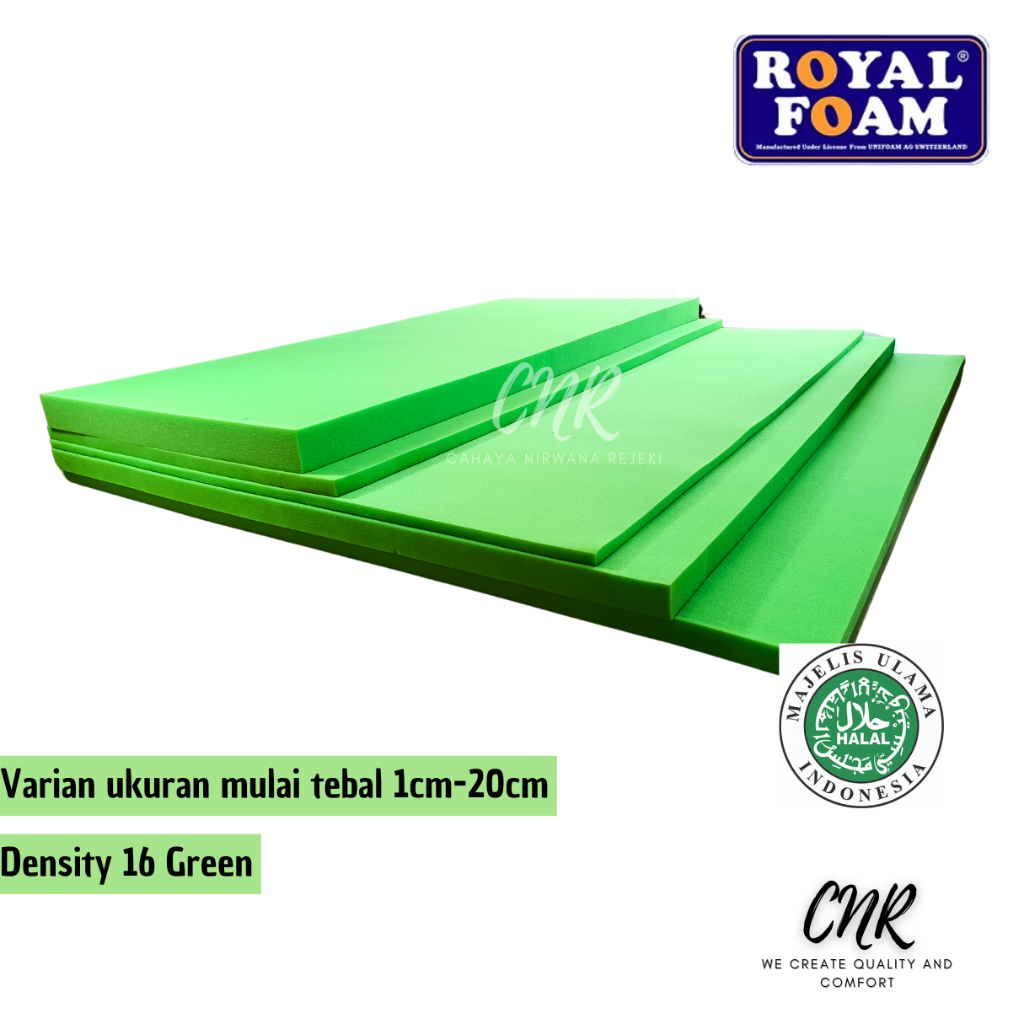 RB Busa lembaran busa royal foam density 16, busa yellow/green tebal 2cm, 3cm, dan 5 cm, busa untuk