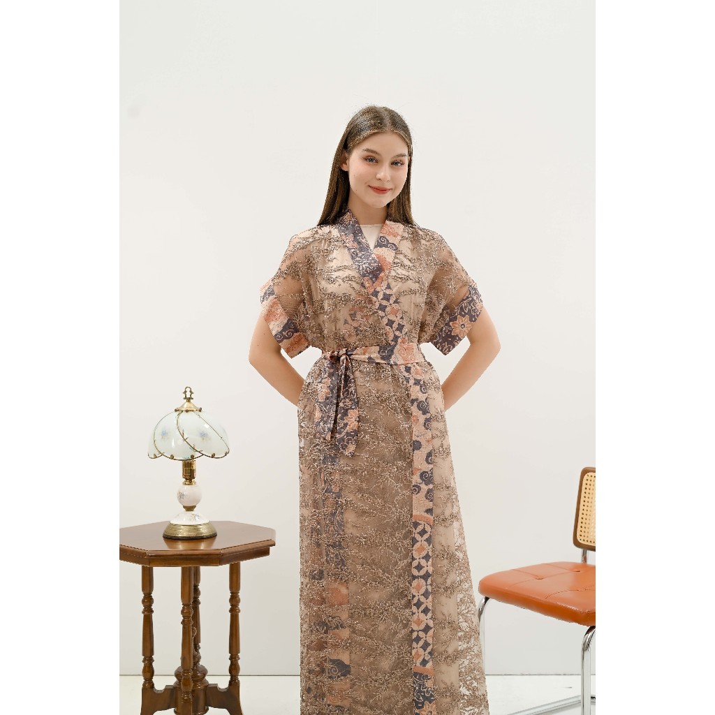 Menoor Batik | Stela Dress - Long Outer Brokat Modern Elegan untuk Kondangan & Formal