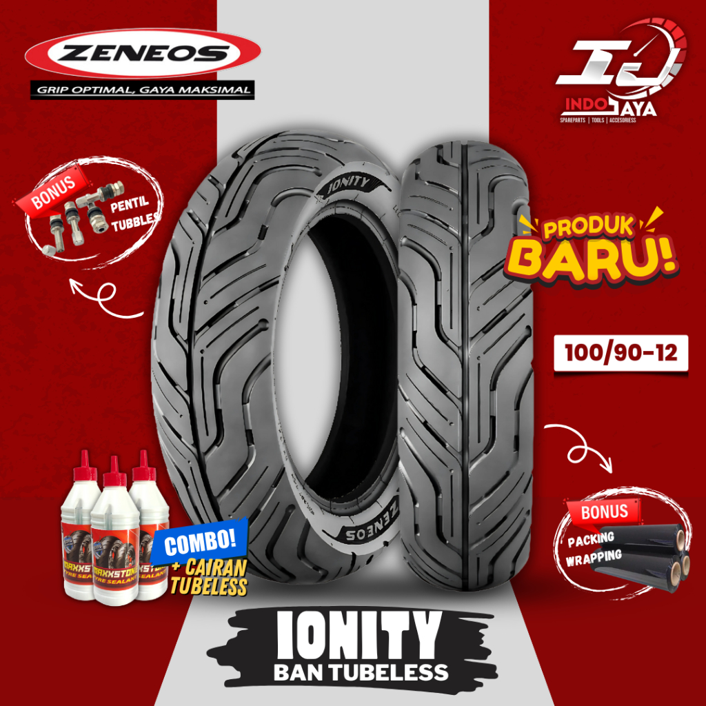 [PRODUK TERBARU] ZENEOS IONITY BAN TUBELESS MOTOR LISTRIK (100/90-12) BAN DEPAN BELAKANG SCOOPY / VE