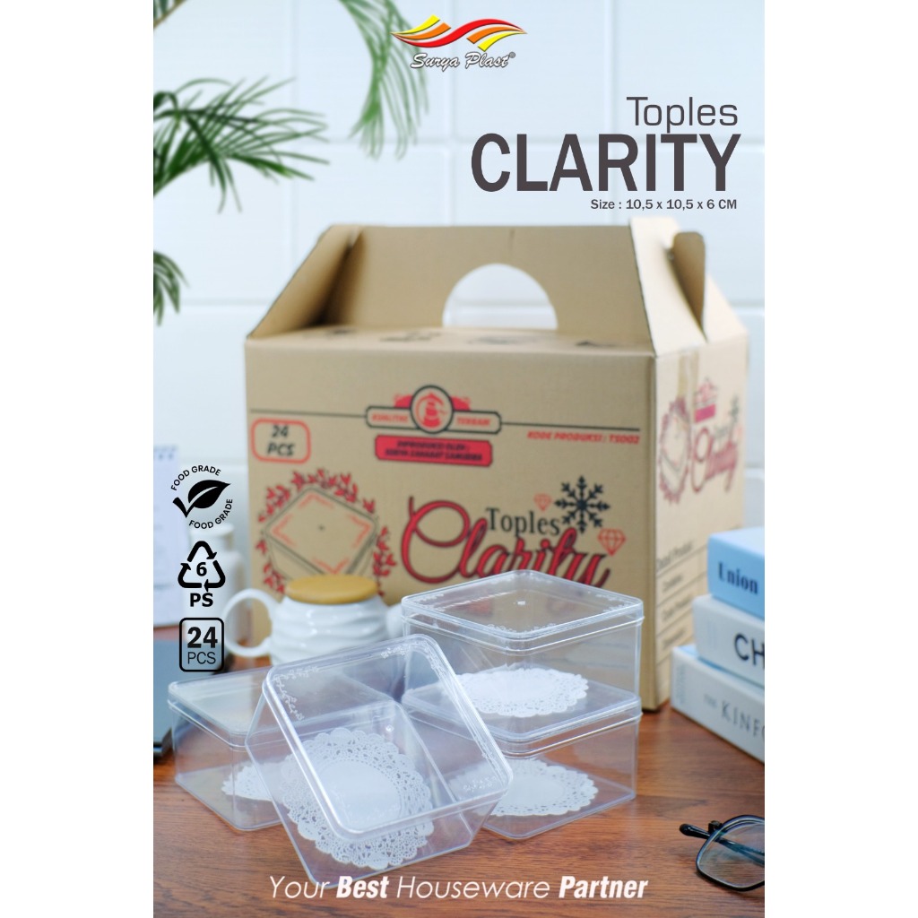 isi 12 pcs | Toples Mika Clarity / Toples Kue / Toples Mika Kotak / Toples Mika Kue