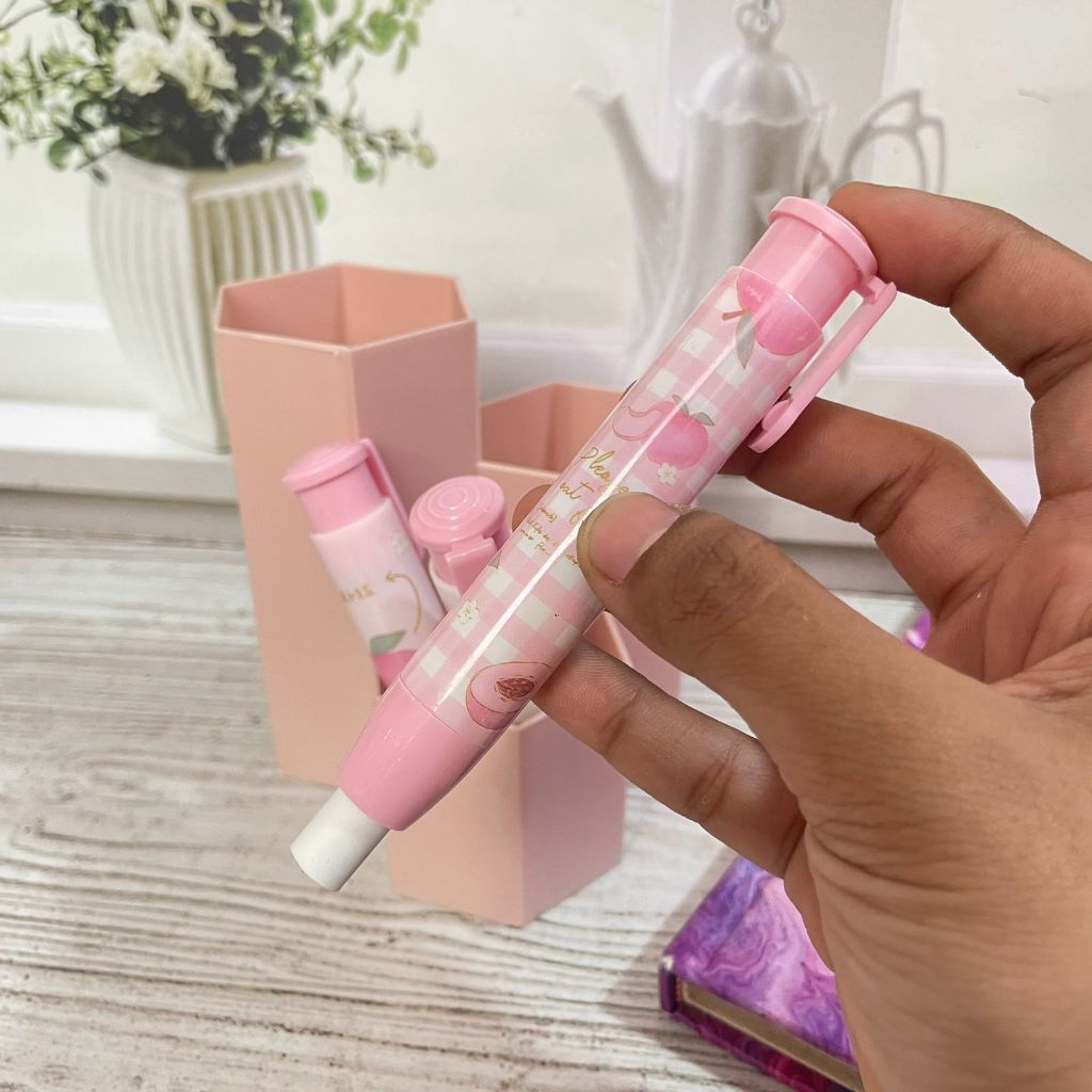 

Penghapus Cetek Peach Cute Lucu Serba Pink / Stip Mekanik Buah Peach Imut Unik Favorit Best Seller Alat Tulis Sekolah Anak Kekinian Stationary Fancy Harga Termurah Bisa Grosir dan COD