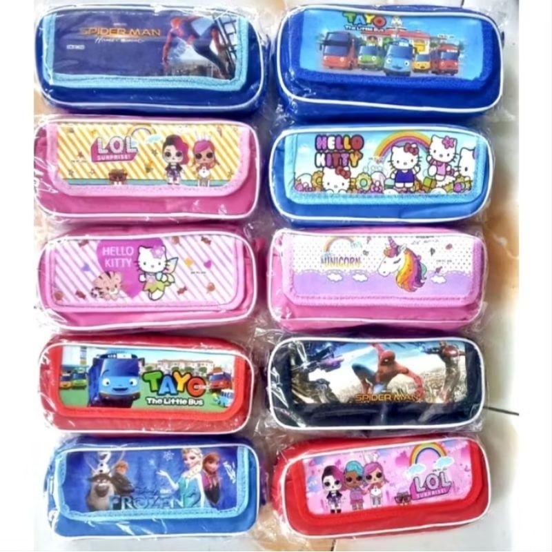 

TEMPAT PENSIL KAIN RESLETING + SAKU DEPAN CEWEK COWOK / PENCIL CASE PREMIUM