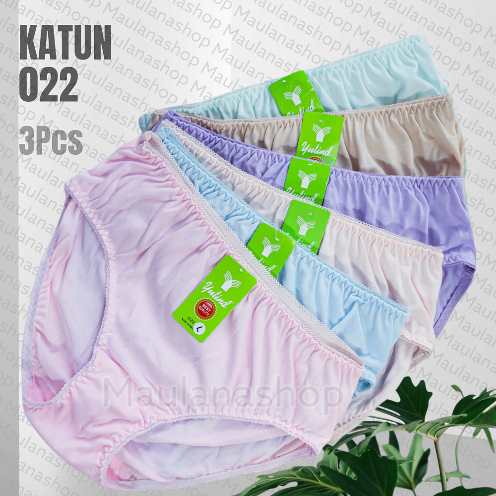 3Pcs Yutind 022 | Celana Dalam Wanita Bahan Katun | Cd yutind polos size M-XXL
