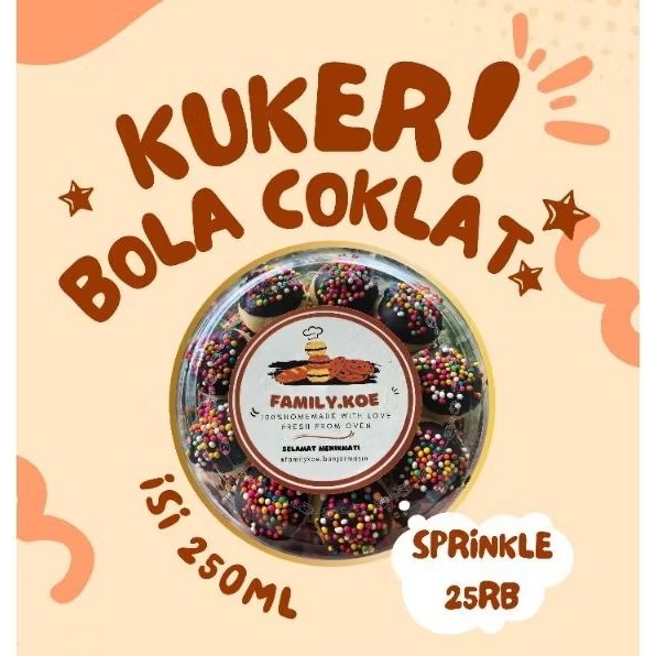 

Kue Kering Bola Bola Coklat Sprinkle 250ml