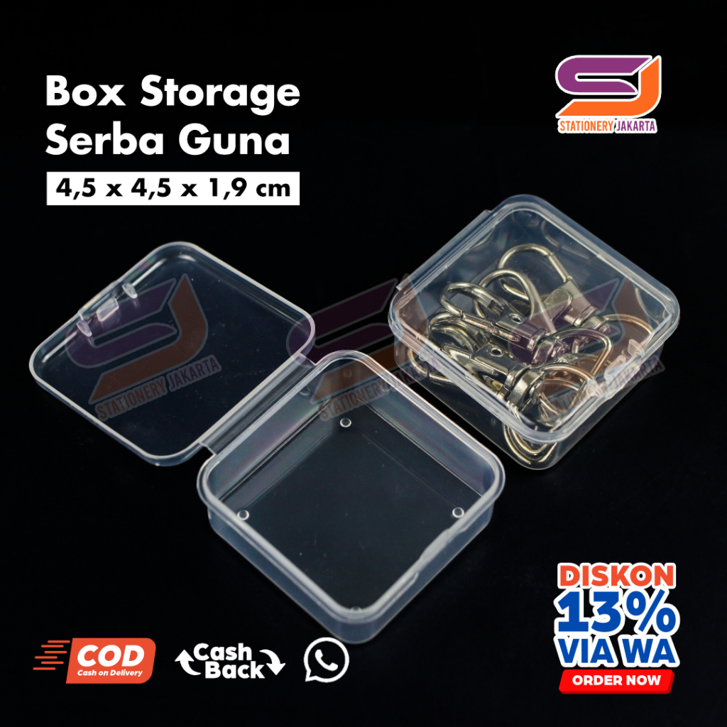 

Tempat Storage Plastik PP Box Transparan 4,5x4,5 x1,9 cm Penyimpanan Organizer Serbaguna Uk. Sedang