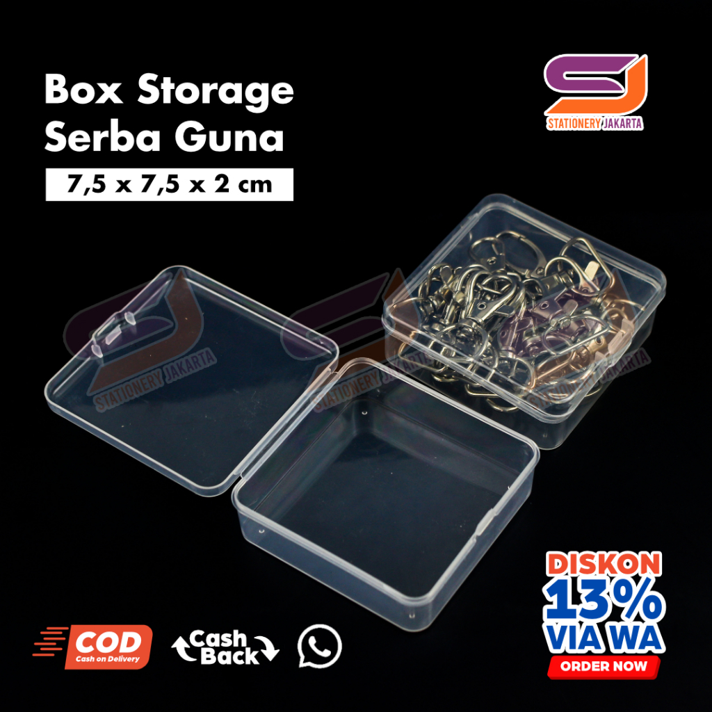 

Tempat Storage Plastik PP Box Transparan 7,5x7,5 x2 cm Penyimpanan Organizer Serbaguna Ukuran Besar