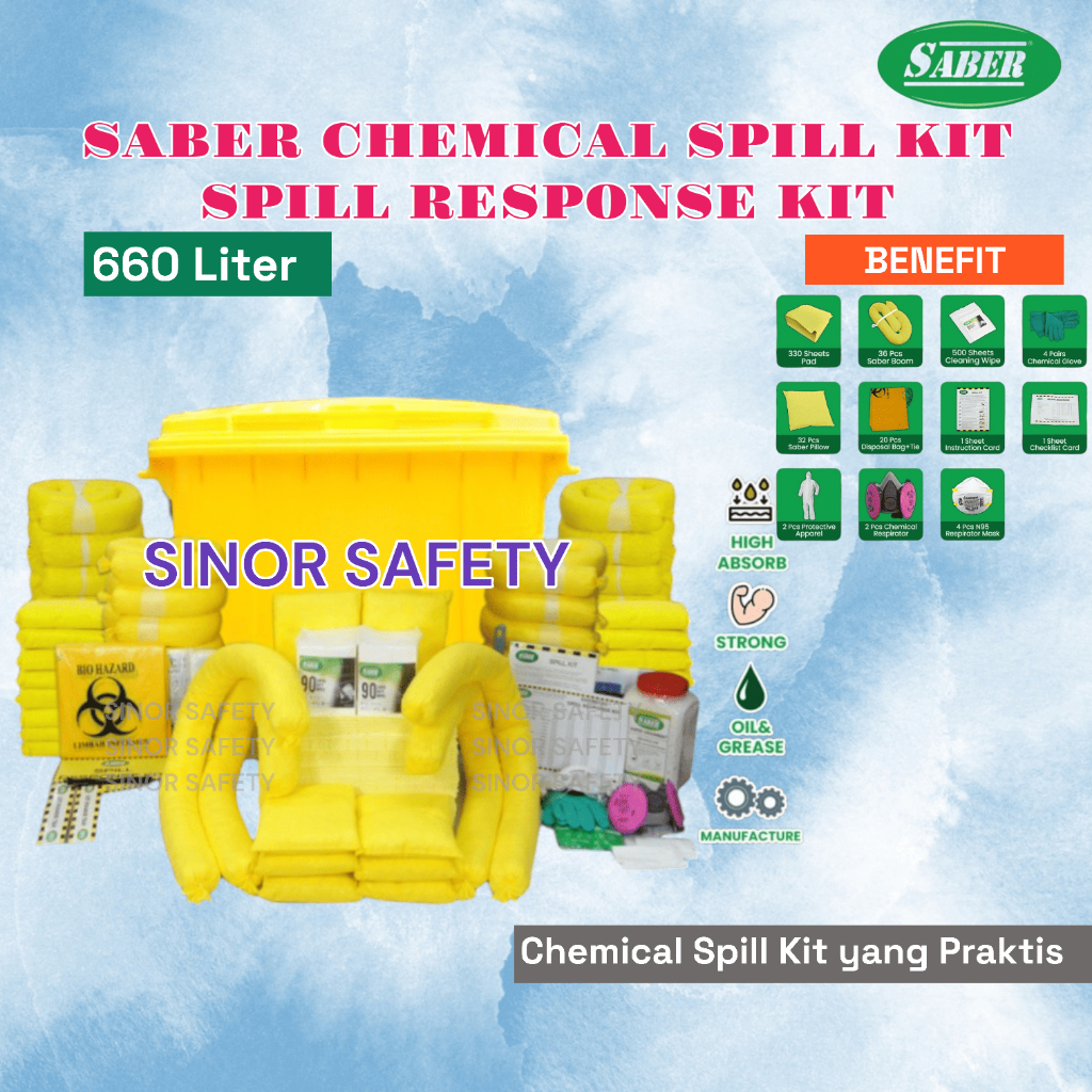 CHEMICAL SPILL RESPONSE KIT WHEELIE BIN 660 LITER - SC660-SK/WB SABER