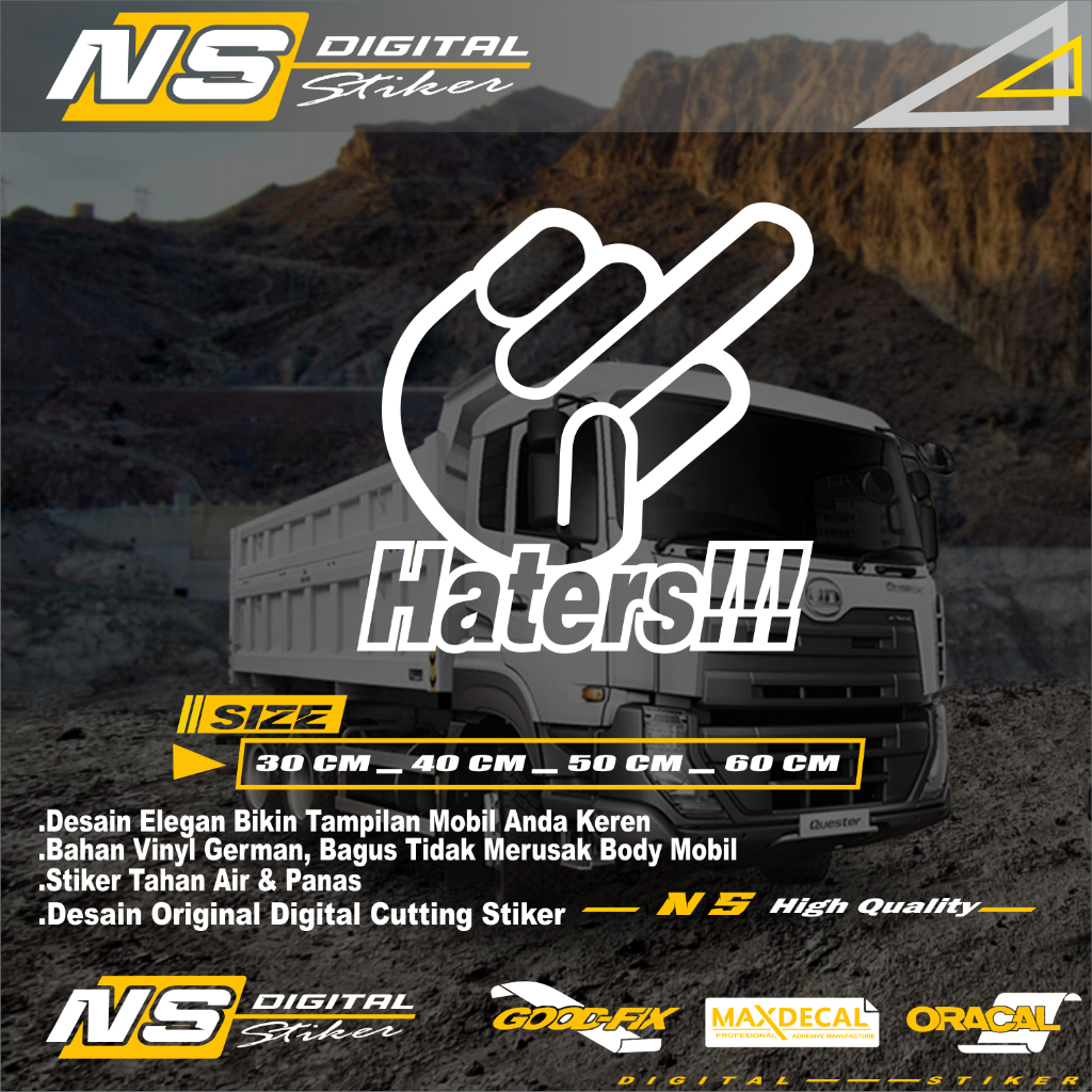 Stiker Mobil Variasi Kaca Bodi Samping Kata Kata Truk Canter Pick Up granmax L300 Keren Tulisan hate