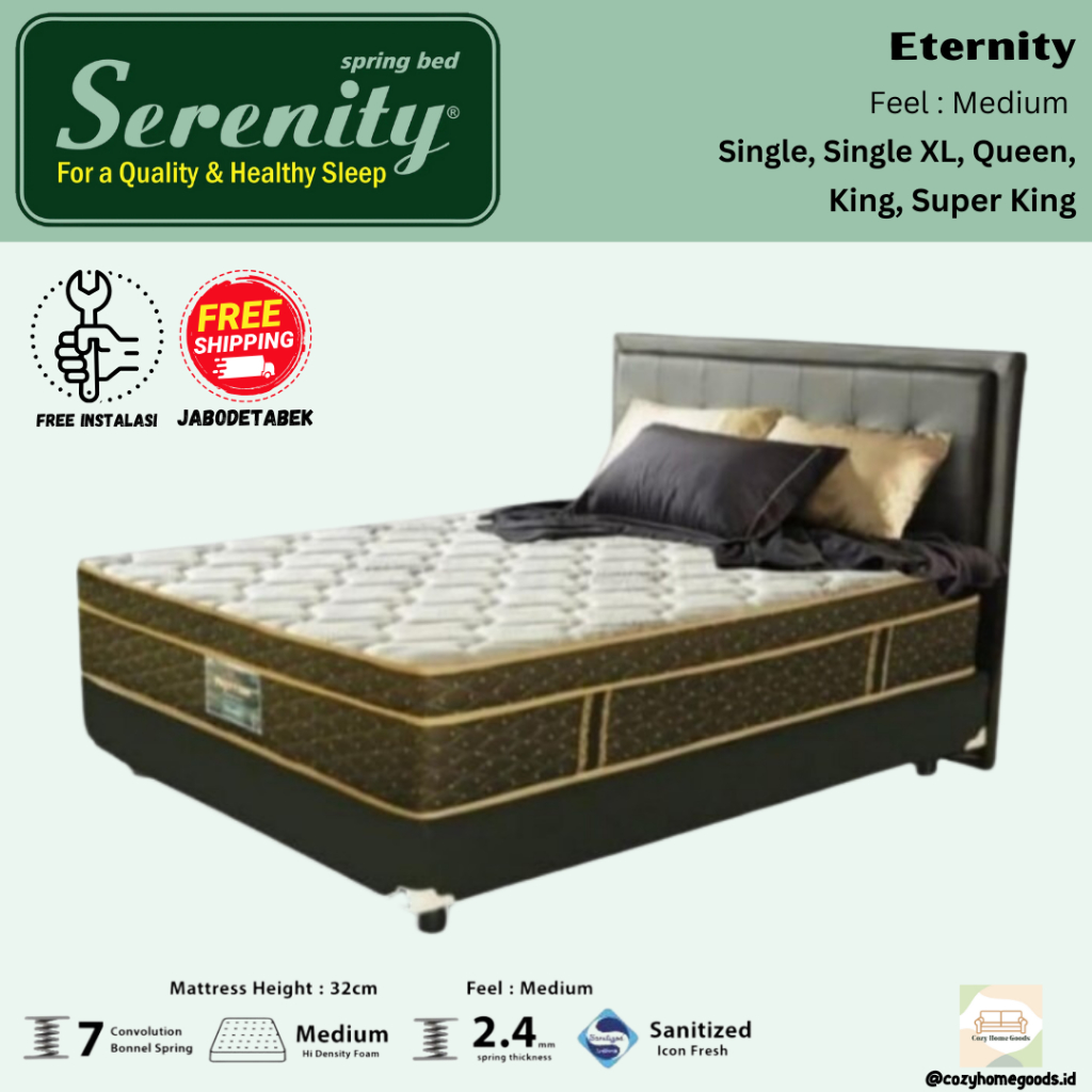 Serenity Springbed - Eternity - Elite - Kasur Tempat Tidur - Medium - Full Set