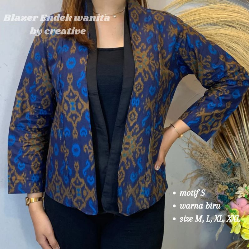 Blazer endek bali motif rantai