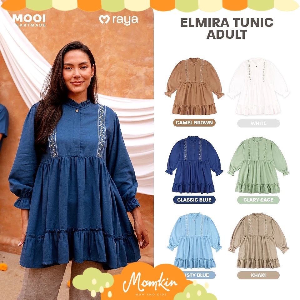 MOMKIN - MOOI - ELMIRA TUNIC ADULT RAYA COLLECTION - TUNIK ATASAN DEWASA