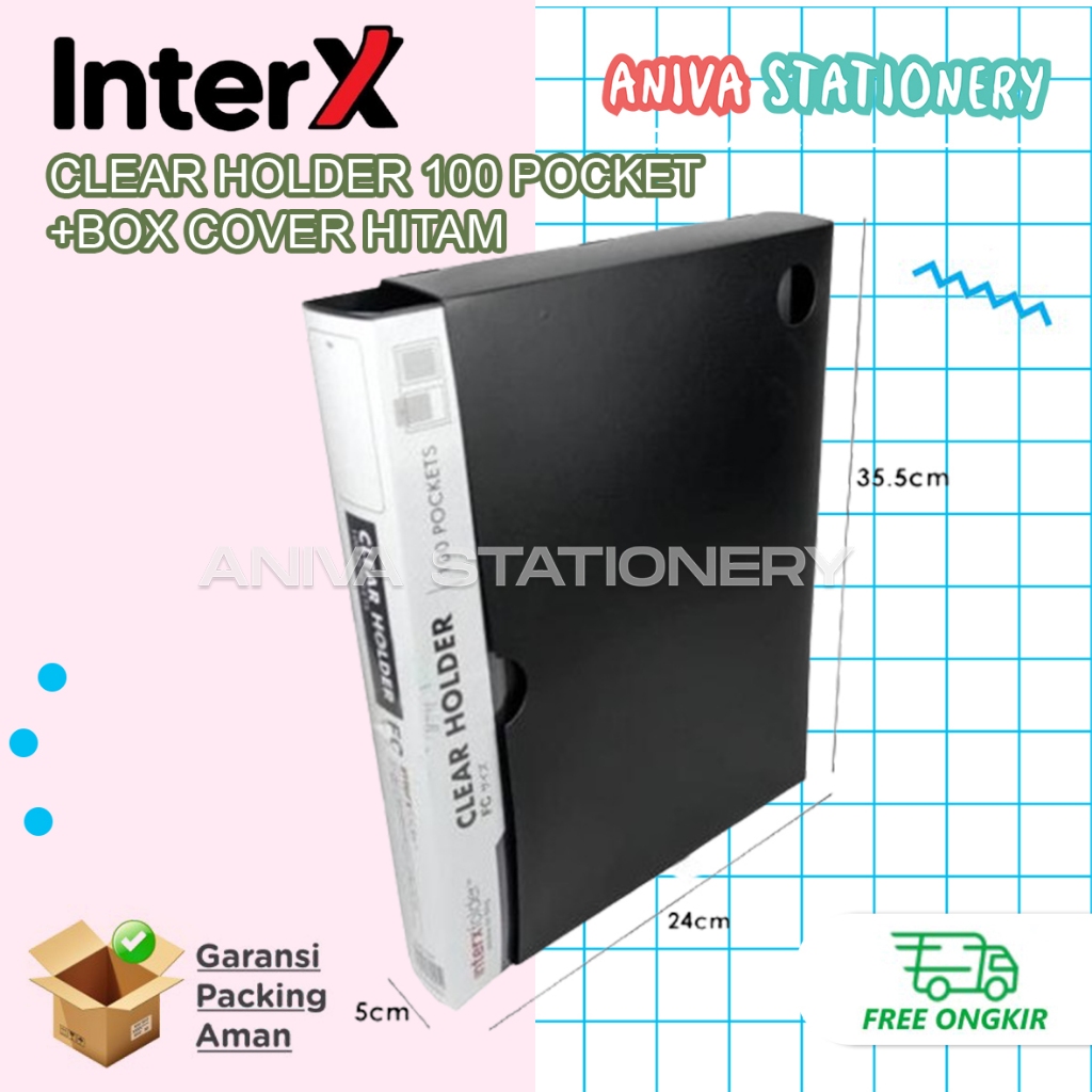 

InterX Document Keeper F4 100 Pocket Clear Holder Map File Dokumen Surat + Box