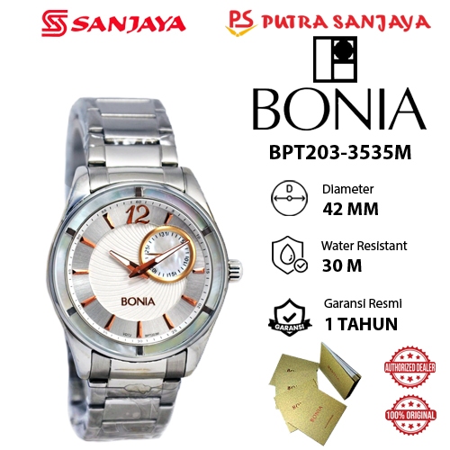 Jam Tangan BONIA BPT203-3535M Original Garansi Resmi 1  tahun Stainless Steel