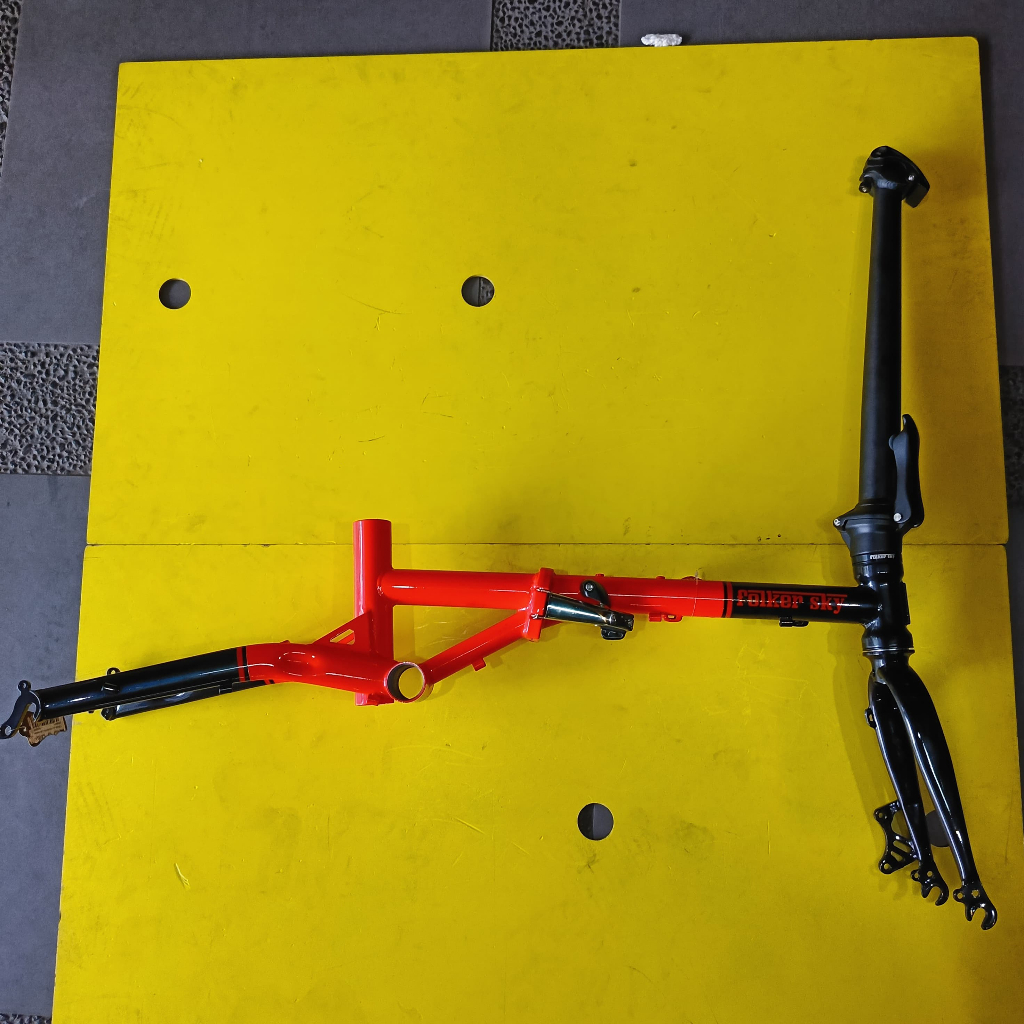 Frame Sepeda Lipat Folding Bike Folker Sky 16 Inch Chromoly Red Black Original