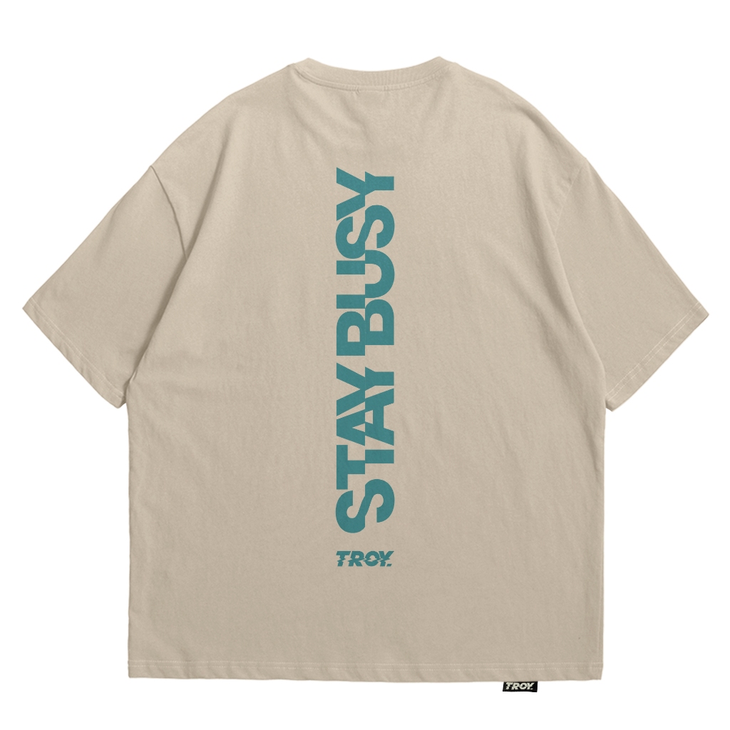 Troy Company Oversize Tshirt Beige Sliced - Kaos Oversize Coklat Beige Lengan Pendek OVD 3024