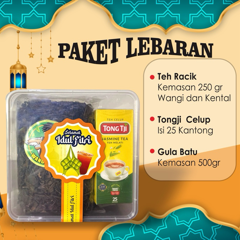 

[ PAKET LEBARAN ] Teh Racik Keraton Isi 3 Macam Yaitu Teh Racik Kemasan 250Gr , Celup Tongji ,Gula Batu Kemasan 500Gr