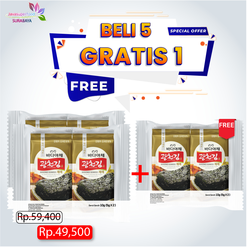 

(BELI 5 GRATIS 1) Nori Snack Seaweed Rumput Laut Badayachae