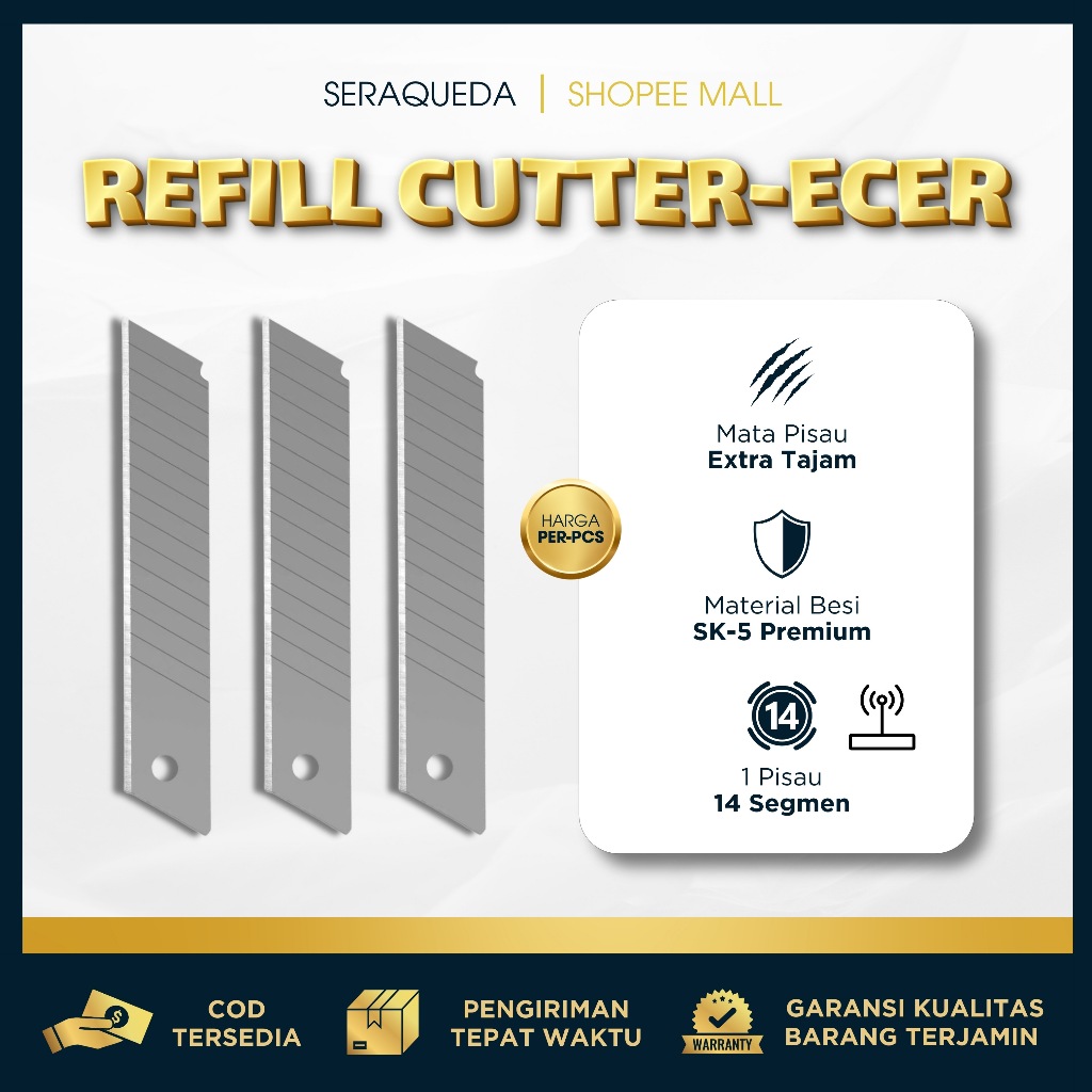 

Seraqueda ISI REFILL PISAU CUTTER BESAR /CUTTER TAJAM MURAH / REFILL CUTTER Ori