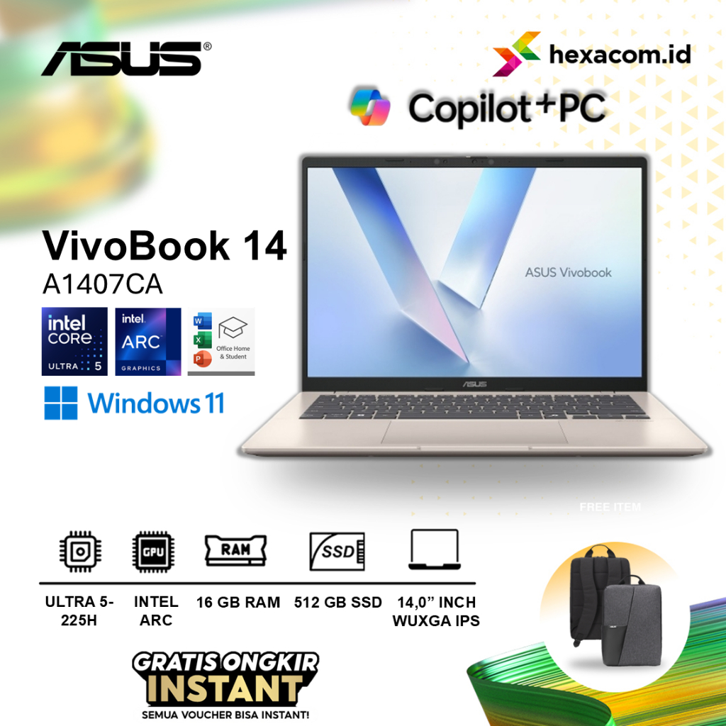 Laptop Asus Vivobook 14 A1407CA Intel Core Ultra 5 RAM 16GB 512GB SSD 14"