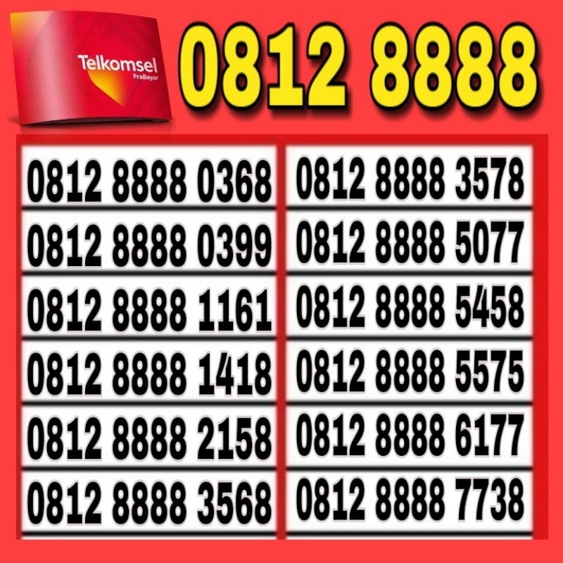 NOMOR CANTIK TELKOMSEL SIMPATI 4G 8888 ~ O812 8888