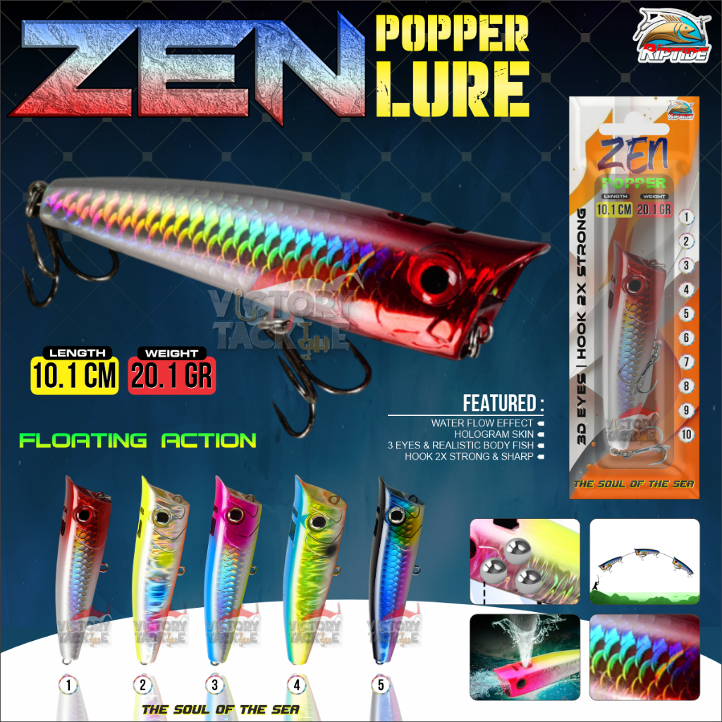 UMPAN PANCING LURE Popper Riptide ZEN FLOATING ACTION 10 CM 20 GRAM MINI POPPER LURE