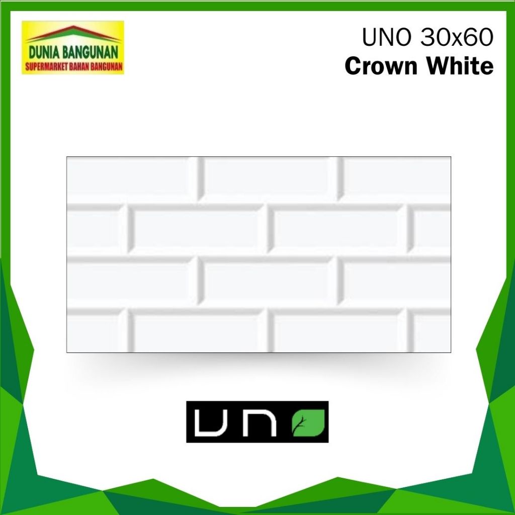 Keramik 30x60 UNO Crown White KW1 Keramik Dinding Motif Glossy / Keramik Dinding Kamar Mandi / Keram