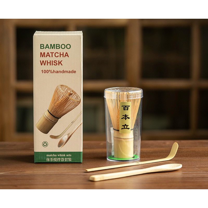 (3in1) Matcha Bamboo Whisk Matcha Maker Tools Chasen Bamboo Set