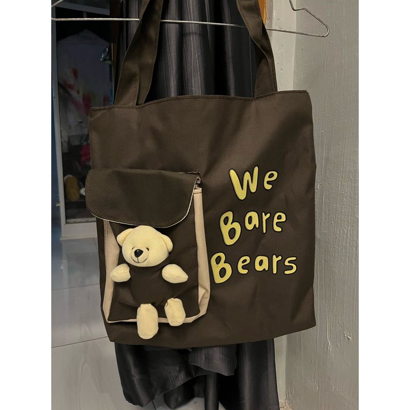 totebag boneka beruang warna coklat