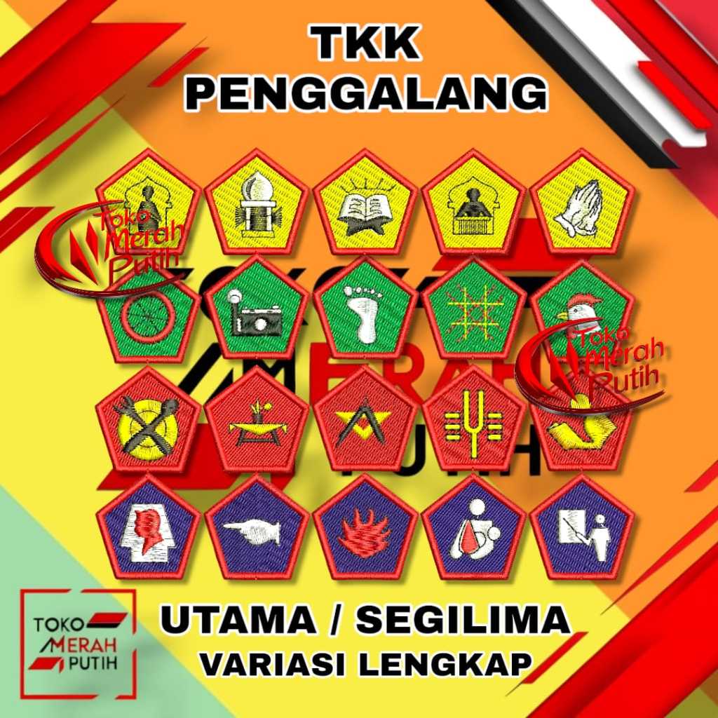 Badge tkk pramuka penggalang utama segilima bordir variasi lengkap