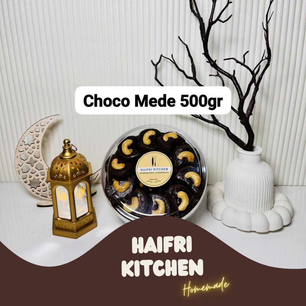 

HAIFRI KITCHEN - Choco Mede 500gr, Cookies Topping Mede/Mete/Menthe, Kue Kering Lebaran Rasa Coklat, Kuker Cokelat