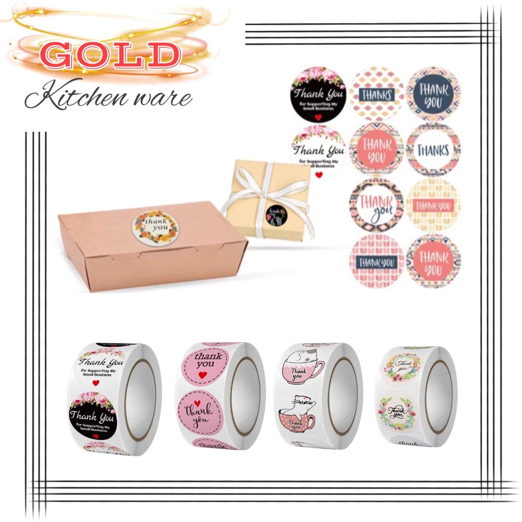 

G957 Sticker Thank you Roll isi 500 pcs Stiker Terima kasih Warna Self Adhesive