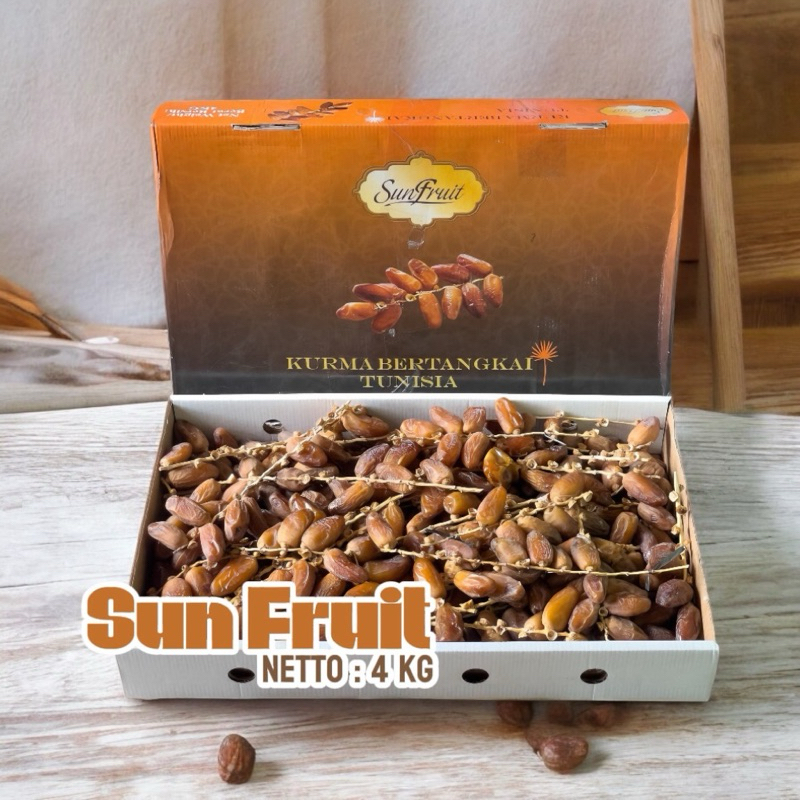 

Kurma Sun Fruit 4 Kg Tunisia Tangkai Kurma Tunis Premium Kemasan Box Besar