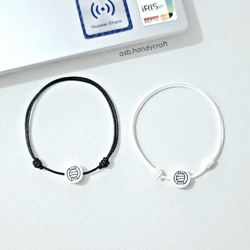 [TK151] - ASB Gelang Tali Korea Premium Waterproof Clay Ball White premium grade a Double Slide