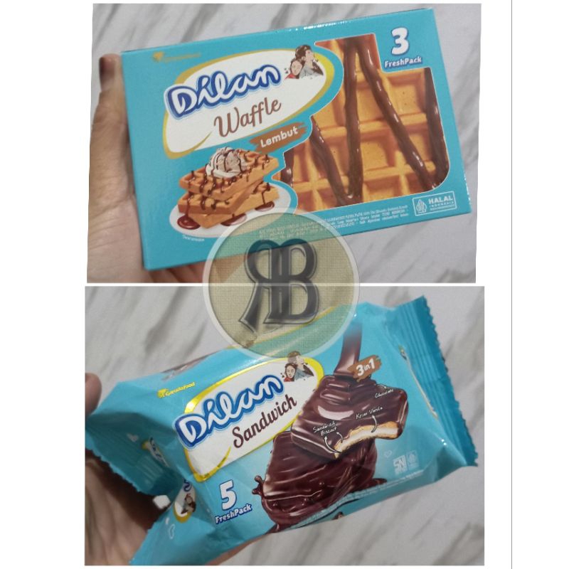 

Dilan Waffel Sandwich biskuit 3in1 salut coklat isi krim vanilla coklat isi 5 Biscuit