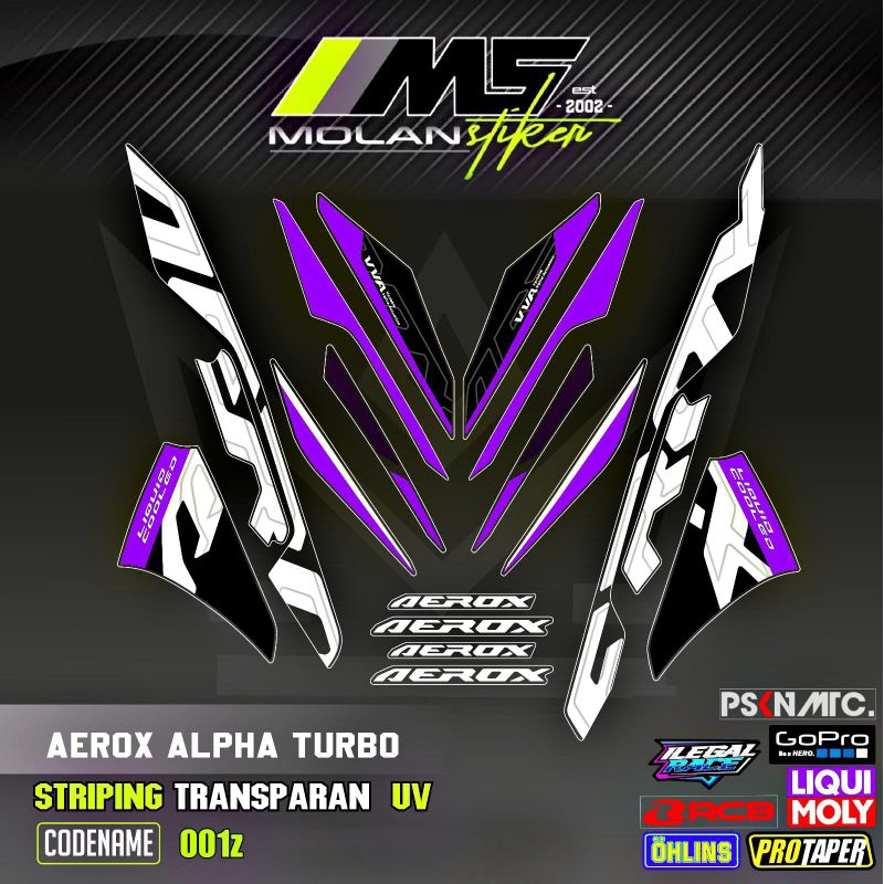 Decal Sticker Striping Variasi Transparan Uv All New Aerox Alpha Aerox Turbo All New Aerox Alpha Cyb