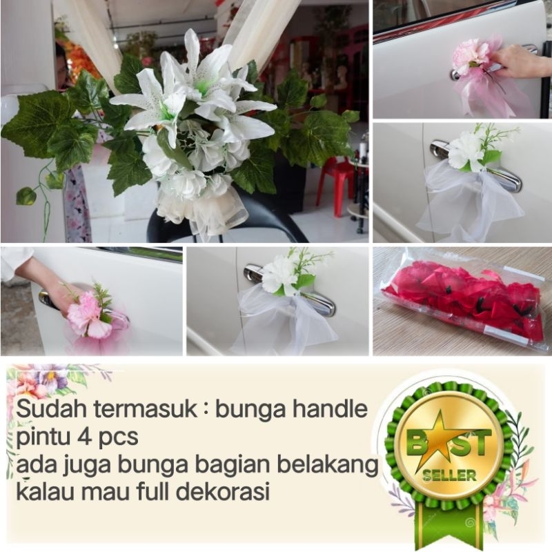 RB WEDDING - BUNGA MOBIL PENGANTIN SIAP PAKAI - HIASAN MOBIL PENGANTIN - PITA DEKORASI MOBIL