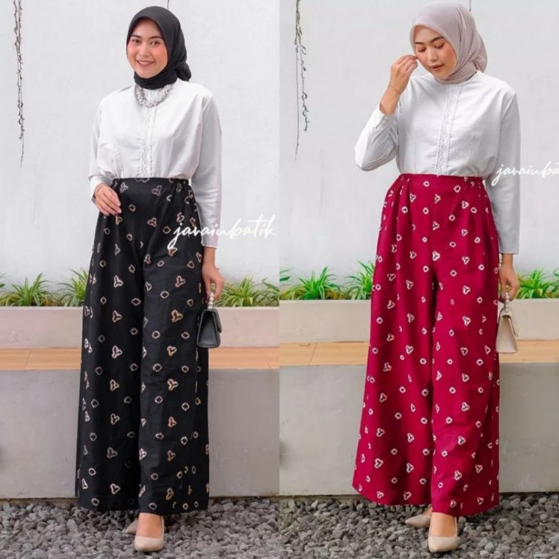 KODE N82H CELANA KULOT BATIK MOTIF JUMPUTAN SHIBORI OOTD MOTIF TERBARU