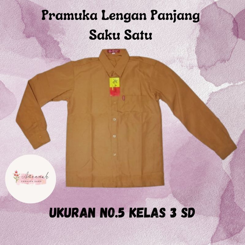 UKURAN NO.5 KELAS 3 SD Baju pramuka lengan panjang/kemeja pramuka lengan panjang saku satu/seragam p