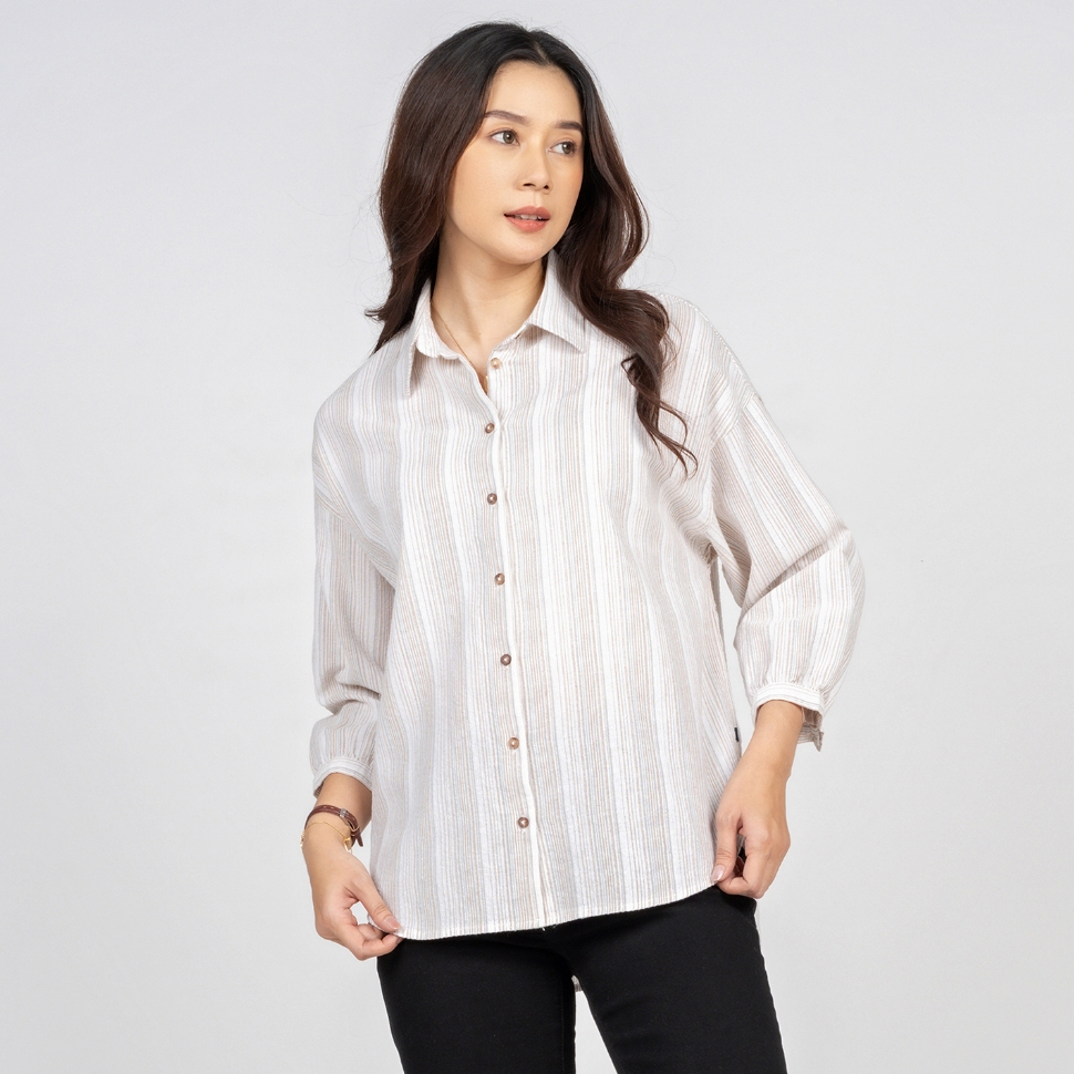 C2 Kyomie Brown Kemeja 7/8 Casual Oversize Wanita