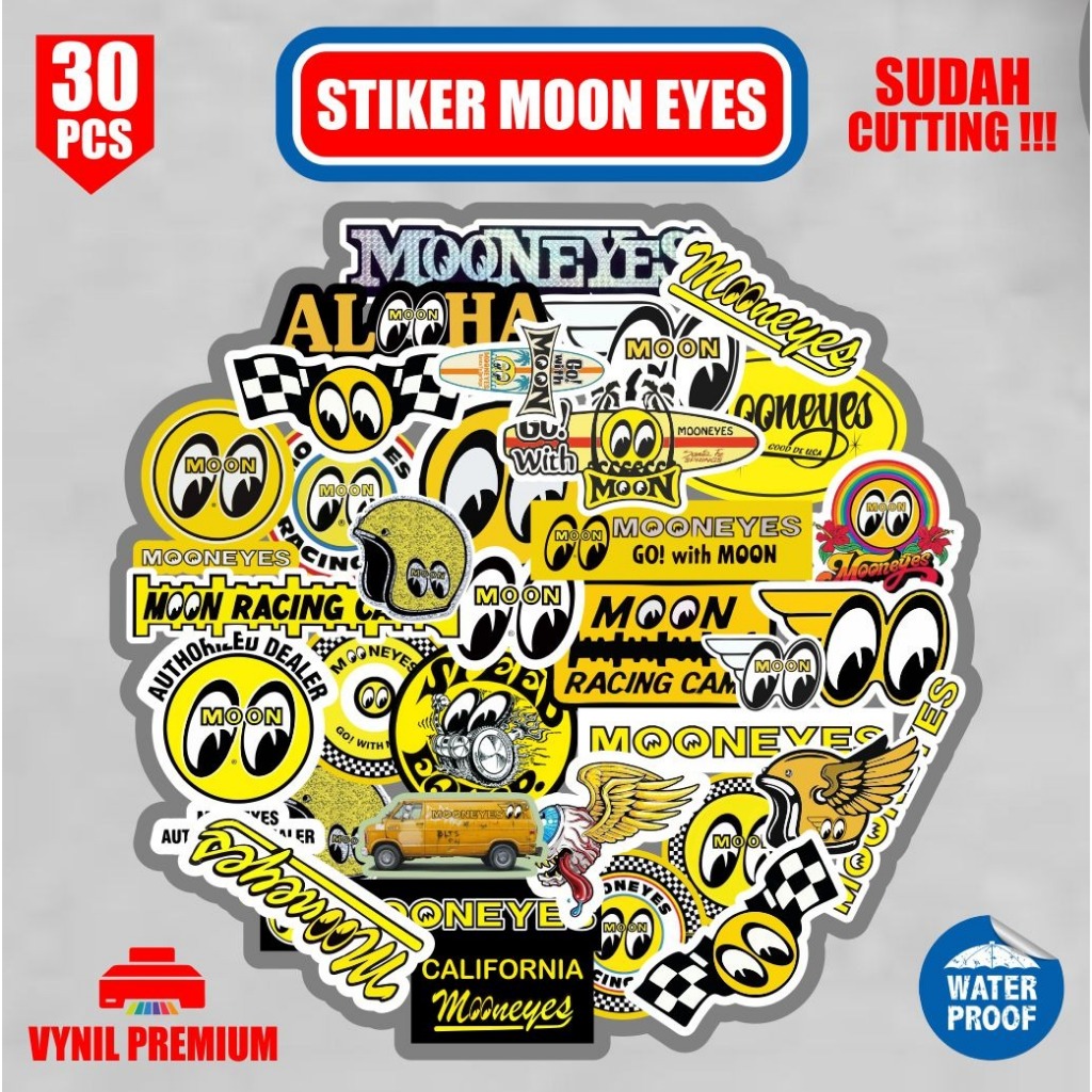 

30pcs stiker pack MOON EYES stiker sace aesthetic sudah terpotong tinggal tempel