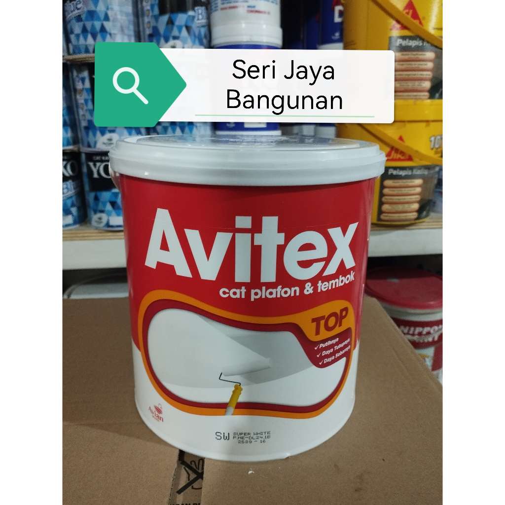 Avitex TOP Cat Plafon Putih 5kg/ Cat Avitex Dinding Super White Galon 5 kg/ Avitex Top Tembok 5kilog