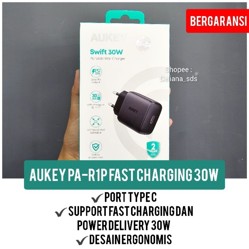 Charger Aukey PA-R1P Type C Fast Charging 30W Garansi Resmi 2 Tahun Charger Aukey PA R1P Fast Chargi