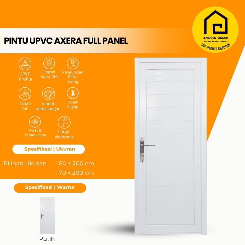 AXERA Pintu UPVC type Full Panel | Pintu kamar/ Pintu Kamar Mandi Estetik Minimalis Modern
